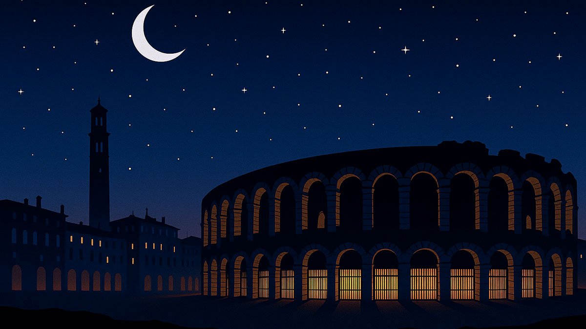 Verona arena by night