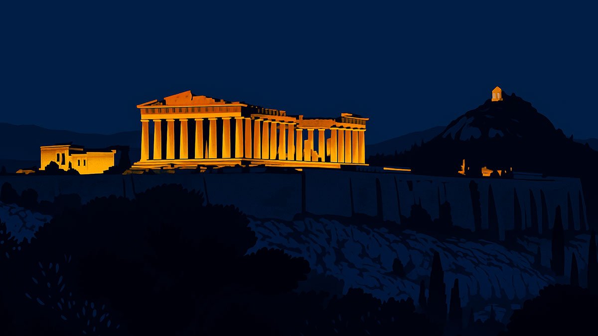 Acropolis Athens Greece by night