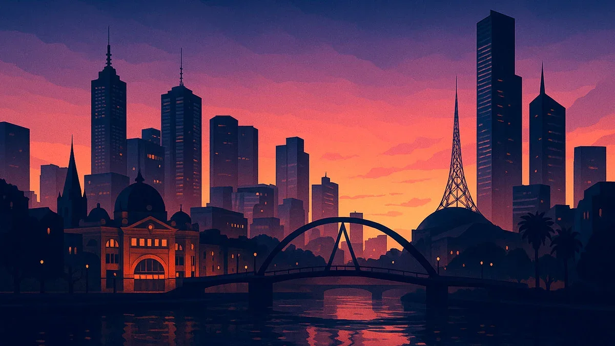 Melbourne skyline illustration