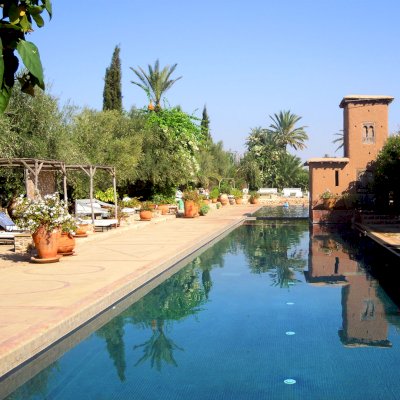 pool and chairs