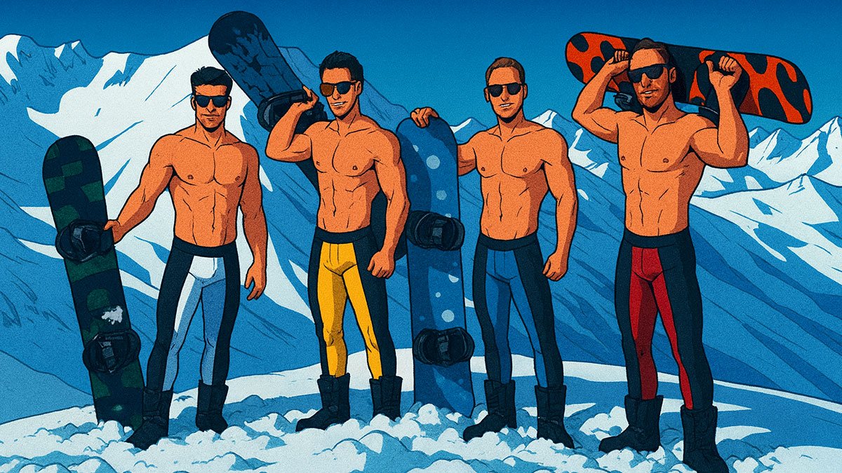 gay guys with snowboards in Arosa