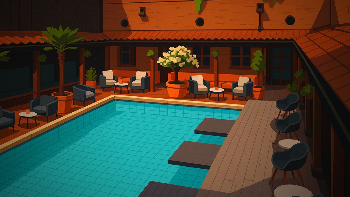 outdoor pool of Babylon Gay Sauna Cologne