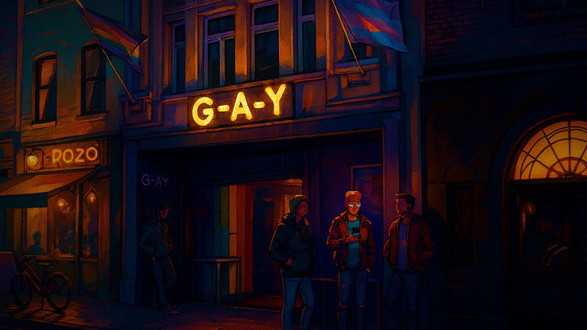 G-A-Y bar London Soho outside with its logo