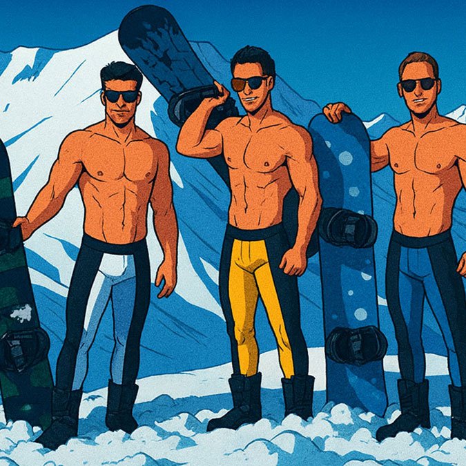 gay guys with snowboards in Arosa