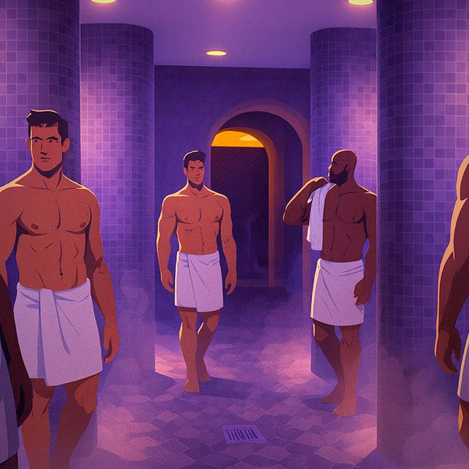 The showe area of Dragon Sauna Hamburg