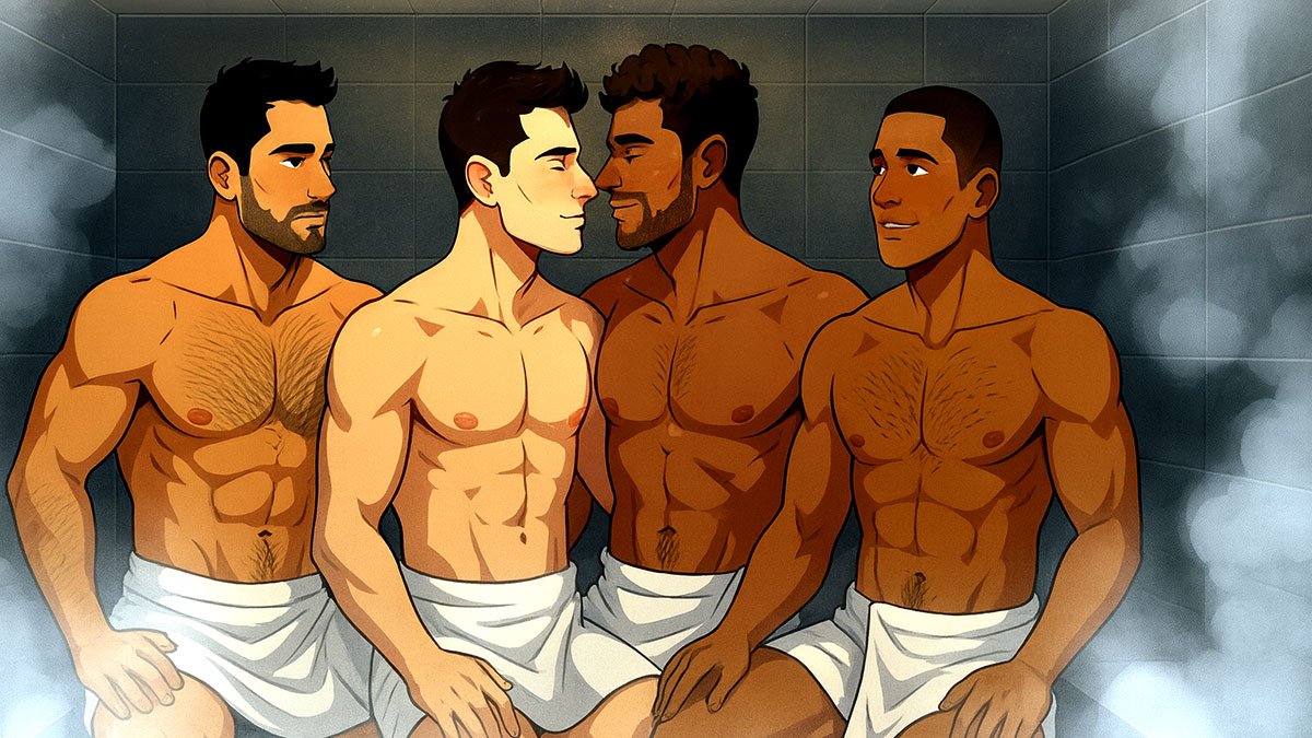 Men in gay sauna